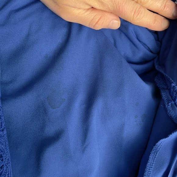 Ralph Lauren Cobalt Blue Floral Overlay Lined Dress Size 4 - Picture 13 of 16